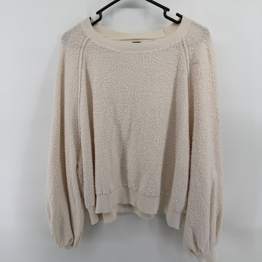 Free People Found My Friend Pullover Sweater Ivory Cream Boucle Knit Mens Medium